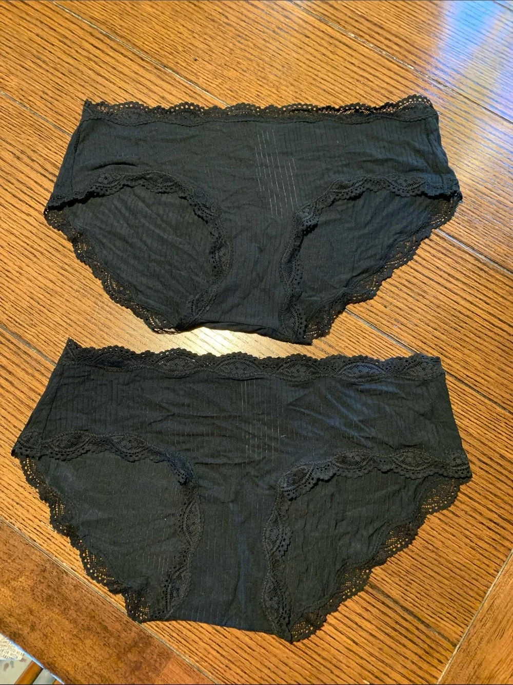 Aerie Women's Black Lace-Trim Boy brief Panties - Black two pairs